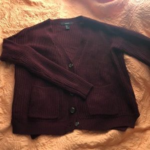 Burgundy knit cardigan